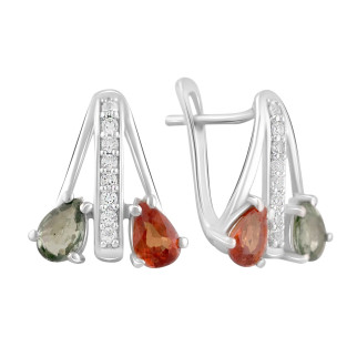 Стильні срібні сережки з натуральним рубіном цитрином топазом різнокольорові висячі сережки зі срібла - Інтернет-магазин спільних покупок ToGether