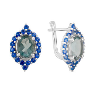 Ошатні срібні сережки з містик топазом овальні сережки зі срібла з маленьким камінням сині серги - Інтернет-магазин спільних покупок ToGether