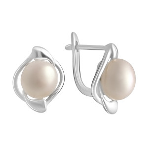 Сучасні срібні сережки з натуральними перлами сережки на кожен день круглі жіночі сережки зі срібла - Інтернет-магазин спільних покупок ToGether