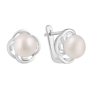 Сучасні срібні сережки з натуральними перлами сережки на кожен день круглі жіночі сережки зі срібла - Інтернет-магазин спільних покупок ToGether