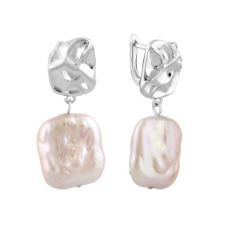 Стильні срібні сережки підвіски з натуральними перлами баричними сучасні висячі сережки зі срібла - Інтернет-магазин спільних покупок ToGether
