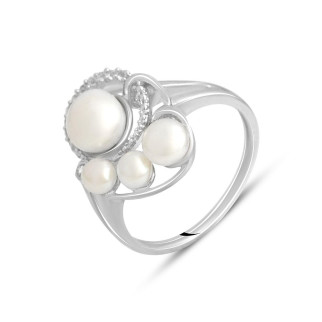 Жіноча срібна обручка з перлинами і топазом білим каблучка із срібла 925 проби розмір 18 - Інтернет-магазин спільних покупок ToGether