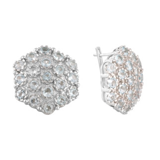 Ошатні срібні сережки з натуральним топазом круглі великі жіночі сережки зі срібла з дрібним камінням - Інтернет-магазин спільних покупок ToGether