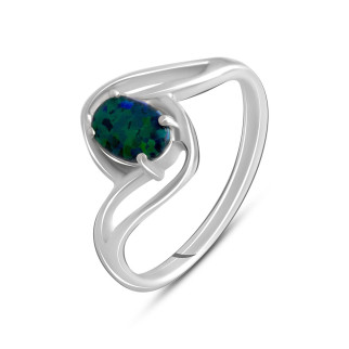Срібна обручка жіноча з опалом зелено синім перстень каблучка зі срібла 925 проби розмір 17.5 - Інтернет-магазин спільних покупок ToGether