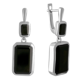 Трендові срібні сережки підвіски з натуральним чорним оніксом великі висячі жіночі сережки зі срібла - Інтернет-магазин спільних покупок ToGether