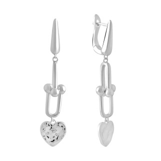 Стильні срібні сережки підвіски без каміння з англійським замком сережки з сердечком і кульками висячі серги - Інтернет-магазин спільних покупок ToGether