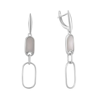 Стильні срібні сережки підвіски з натуральним перламутром висячі прямокутні жіночі сережки зі срібла - Інтернет-магазин спільних покупок ToGether
