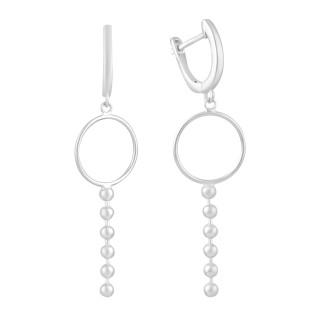 Стильні срібні сережки підвіски каблучки кільця з кульками без каменів висячі жіночі сережки з англійським замком - Інтернет-магазин спільних покупок ToGether