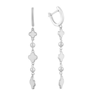 Срібні сережки підвіски з емаллю конюшина в стилі ванкліф жіночі сережки зі срібла з англійським замком - Інтернет-магазин спільних покупок ToGether