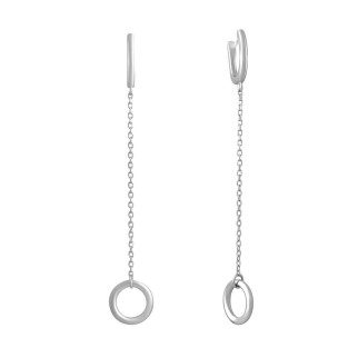 Стильні срібні сережки підвіски з ланцюжком без каменів жіночі сережки зі срібла з англійським замком - Інтернет-магазин спільних покупок ToGether