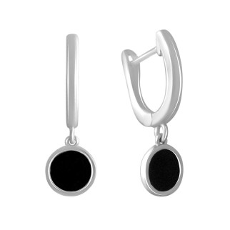 Модні трендові срібні сережки підвіски з чорною емаллю жіночі сережки зі срібла серги з англійським замком - Інтернет-магазин спільних покупок ToGether