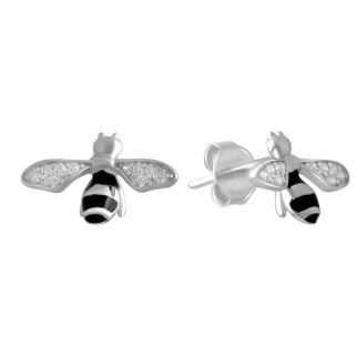 Стильні срібні сережки з фіанітами гвоздики з емаллю жіночі серги зі срібла бджілки в стилі гучі - Інтернет-магазин спільних покупок ToGether