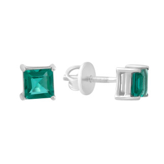 Срібні сережки з аквамарином nano квадратні жіночі сережки гвоздики пусети зі срібла з каменем кульчики - Інтернет-магазин спільних покупок ToGether