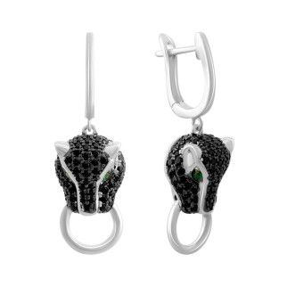 Модні срібні сережки пантери в стилі картьє з фіанітами жіночі сережки зі срібла з англійським замком - Інтернет-магазин спільних покупок ToGether