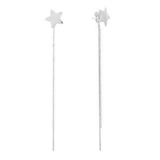 Срібні сережки підвіски без каменів гвоздики з ланцюжком висячі жіночі серги зі срібла із зірочкою - Інтернет-магазин спільних покупок ToGether
