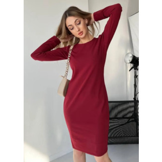 Класична однотонна сукня жіноча бордова напівприталена сукня з рукавом великого розміру 48-50 52-54 - Інтернет-магазин спільних покупок ToGether