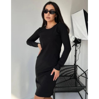 Класична однотонна сукня жіноча чорна напівприталена сукня з рукавом великого розміру 48-50 52-54 - Інтернет-магазин спільних покупок ToGether