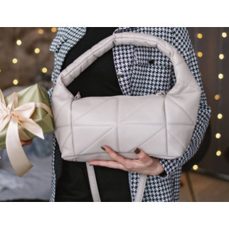 Стильна незвичайна жіноча сумочка велика вмістима зі шкірозамінника бежевий-тауп - Інтернет-магазин спільних покупок ToGether