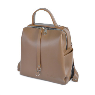 Модний місткий якісний рюкзак жіночий мокко зі штучної шкіри на два відділення на блискавках - Інтернет-магазин спільних покупок ToGether