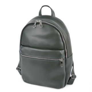 Лаконічний класичний великий рюкзак жіночий темно-зелений якісний місткий з екошкіри - Інтернет-магазин спільних покупок ToGether