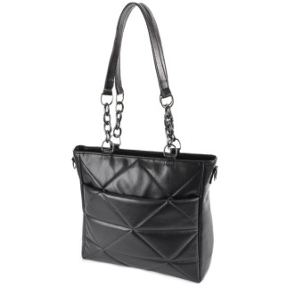 Стегана якісна жіноча сумка чорна стильна шкіряна (штучна шкіра) з плечовим ременем - Інтернет-магазин спільних покупок ToGether