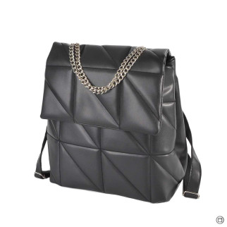 Модний місткий стьобаний жіночий рюкзак чорний з ланцюжками з якісного штучного шкірозамінника і підкладки - Інтернет-магазин спільних покупок ToGether