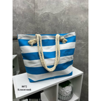 Велика жіноча сумка пляжна лляна у смужку блакитна - Інтернет-магазин спільних покупок ToGether