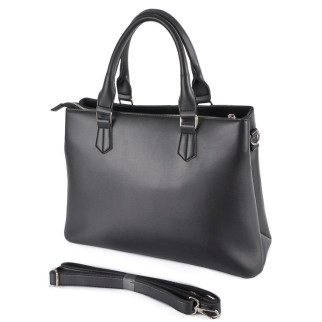Лаконічна модна велика сумка жіноча чорна каркасна якісна у стилі "Tote Bag" - Інтернет-магазин спільних покупок ToGether
