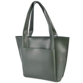 Велика мінімалістична стильна сумка жіноча темно-зелена якісна на три відділення - Інтернет-магазин спільних покупок ToGether