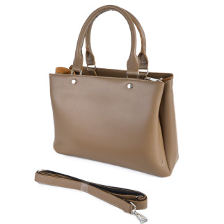 Лаконічна ділова якісна сумка жіноча велика колір мокко на три відділення - Інтернет-магазин спільних покупок ToGether