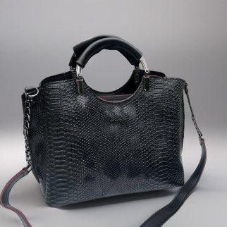 Містка жіноча сумка через плече чорна з червоним сумочка під змію в стилі зара стильна сумка шкіряна (екокожа) - Інтернет-магазин спільних покупок ToGether