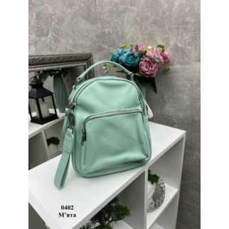 Стильний м'ятний жіночий рюкзачок ніжного кольору на блискавці з великою кишенею спереду - Інтернет-магазин спільних покупок ToGether