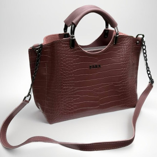 Містка жіноча сумка через плече т.пудра сумочка під крокодила в стилі зара стильна сумка шкіряна (екошкіра) - Інтернет-магазин спільних покупок ToGether