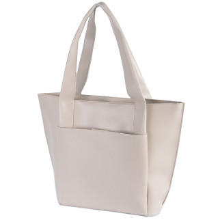 Велика мінімалістична стильна сумка жіноча якісна на три відділення колір Беж тауп - Інтернет-магазин спільних покупок ToGether