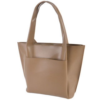 Велика мінімалістична стильна сумка жіноча якісна на три відділення колір мокко - Інтернет-магазин спільних покупок ToGether