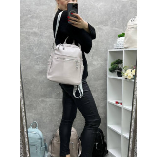 Молодіжний практичний жіночий рюкзак сумка кремового кольору з додатковим відділенням спереду - Інтернет-магазин спільних покупок ToGether