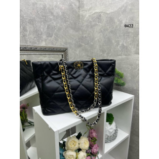 Жіноча велика стегана сумка на поворотному замку, модного чорного кольору, з рівнем люкс-якості - Інтернет-магазин спільних покупок ToGether