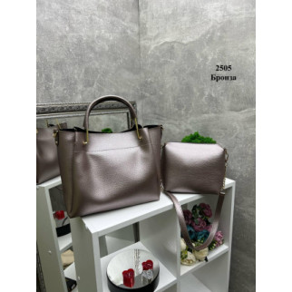 Крутий комплект 2в1 стильна містка жіноча сумка та зручний клатч високої якості колір бронза - Інтернет-магазин спільних покупок ToGether