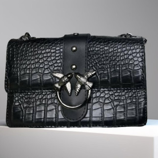 Клатч жіночий чорний кроко маленька сумка пінко на ланцюжку крос боді через плече сумочка жіноча 23х14х8 см - Інтернет-магазин спільних покупок ToGether