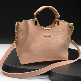 Стильна містка пудрова сумка через плече жіноча кросс боді в стилі зара сумка із золотою фурнітурою - Інтернет-магазин спільних покупок ToGether