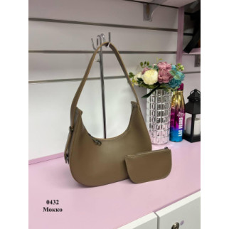 Модний елегантний комплект 2в1 жіноча сумка та гаманець з еко шкіри високої якості колір мокко - Інтернет-магазин спільних покупок ToGether
