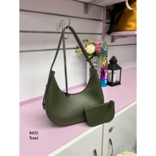 Модний елегантний комплект 2в1 жіноча сумка та гаманець з еко шкіри високої якості колір хакі - Інтернет-магазин спільних покупок ToGether