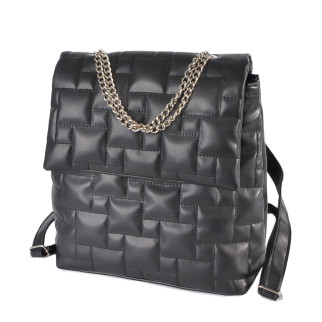 Якісний місткий стьобаний жіночий рюкзак чорний універсальний з ланцюжками - Інтернет-магазин спільних покупок ToGether