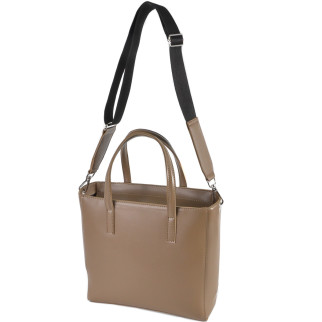 Стильна містка жіноча сумка каркасна якісна з широким ременем колір мокко - Інтернет-магазин спільних покупок ToGether