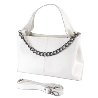 Стильна модна маленька жіноча сумочка крос боді біла каркасна з ланцюжком з якісного штучного шкірозамінника - Інтернет-магазин спільних покупок ToGether