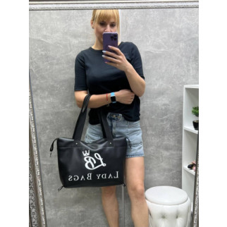 Велика спортивна дорожня сумка жіноча чорна екошкіра Lady Bags на блискавці - Інтернет-магазин спільних покупок ToGether