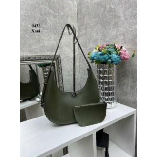 Модний елегантний комплект 2в1 жіноча сумка та гаманець з еко шкіри високої якості колір хакі - Інтернет-магазин спільних покупок ToGether