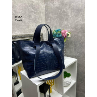 Велика жіноча сумка-трансформер з крокодильським принтом із турецької екошкіри, синього кольору - Інтернет-магазин спільних покупок ToGether