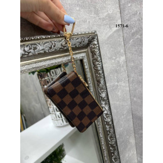 Стильна брендована жіноча ключниця на блискавці з фірмовим лого в коричневу клітинку - Інтернет-магазин спільних покупок ToGether