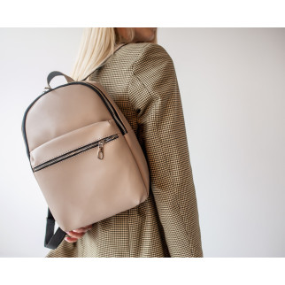 Лаконічний класичний великий рюкзак жіночий колір мокко якісний місткий з екошкіри - Інтернет-магазин спільних покупок ToGether